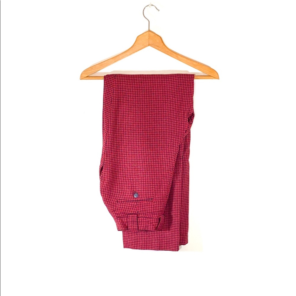 Vintage 70s Paraphernalia Red Houndstooth Lined Wool Pants